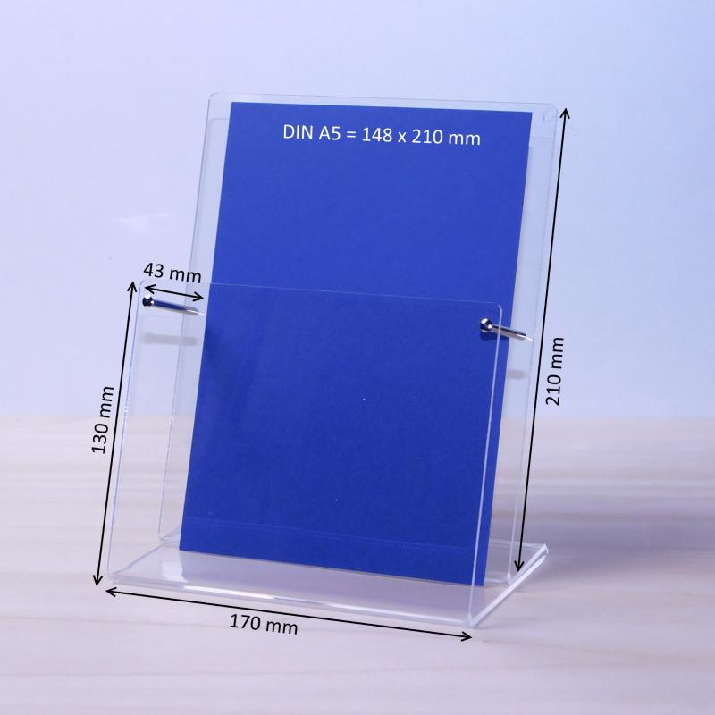 Tischprospektständer DIN A5 Hochformat Fülltiefe 43mm